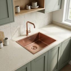 Pure.Sink Comfort PVD Rosé Copper Sink 40x40 cm, 10 mm radius, undermount, flush-mount, and top-mount PCM4040-62